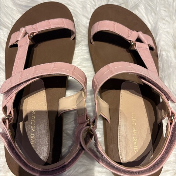 Stuart Weitzman Vail Croc Leather Slingback Sandals Pink NEW Women’s Size 10 - Picture 7 of 8